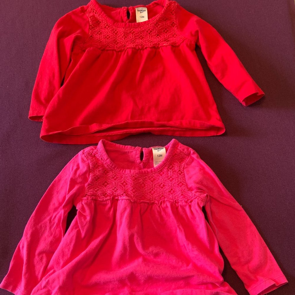OshKosh B’gosh 12 months Baby Girl Tops Lot | 2 Pieces